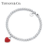 Tiffany&Co.蒂芙尼925银手链 经典红色珐琅珠式手链