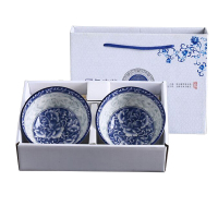 路易菲斯 青花瓷碗筷套装(二碗 二筷) 高尔夫陶瓷碗套装 单套装