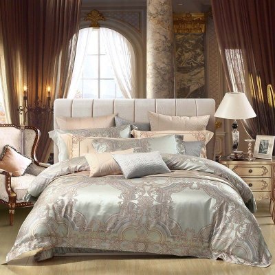 水星家纺 床上四件套 欧式色织大提花被套床单被罩 奢华套件
