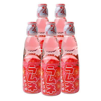 日本进口 哈达 波子汽水草莓味碳酸饮料 200ml
