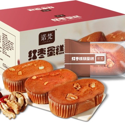 诺梵 早餐网红零食蒸枣泥蛋糕礼盒装整箱核桃味1000g