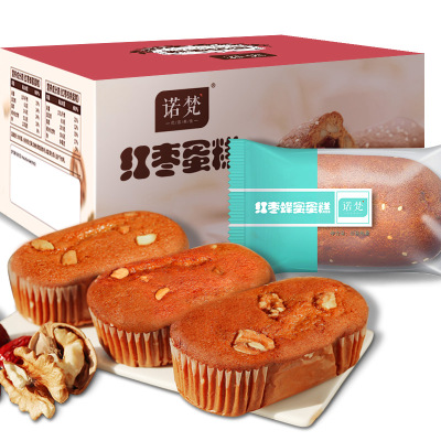 诺梵 早餐网红零食蒸枣泥蛋糕礼盒装整箱蜂蜜味1000g