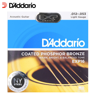 达达里奥(D'Addario) EXP16磷铜民谣吉他琴弦防锈镀膜 标准张力012-053美产原装