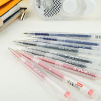 晨光文具 GP-1700 水笔先锋中性笔0.5mm签字笔透明杆水笔 12支/盒 蓝色· 蓝色.