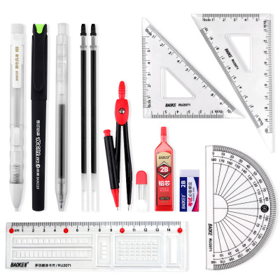 宝克(BAOKE)KS001 金榜题名 套装 绘图套尺+中性笔+涂卡铅笔+笔芯+橡皮+圆规