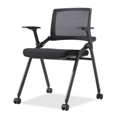 全简培训椅带轮子折叠会议椅职员办公椅子学生培训课桌椅简约网布椅
