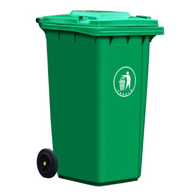 巨高绿色带轮垃圾桶垃圾箱