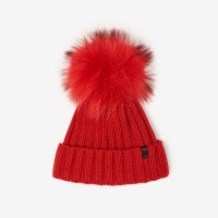 RUDSAK女士 ANYA毛球羊毛混纺针织帽 红色