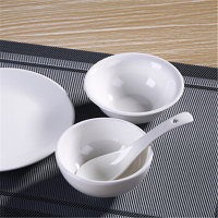 TXJ 白瓷餐具三件套（含7寸骨碟、4.5寸翅碗、三弯勺）