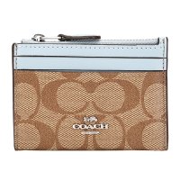 COACH 蔻驰 奢侈品 欧美时尚女士卡其蓝色人造革短款卡包零钱包钥匙包 F88208 SVNOQ