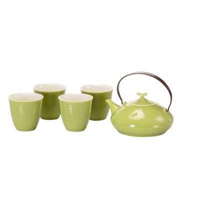 TAYOHYA 多样屋日式茶具组 白瓷 1壶4杯 绿色(单位:件)
