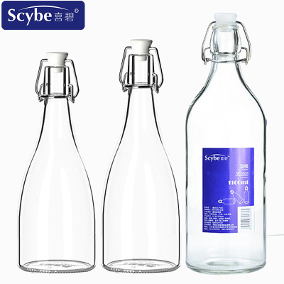 scybe喜碧密封玻璃瓶酿酒瓶红酒瓶橄榄瓶泡酒带盖白酒瓶空瓶油瓶350ml+500ml1100ml