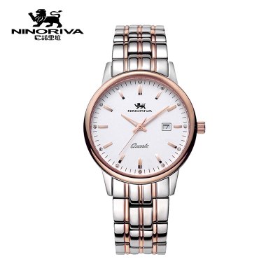 尼诺里拉 尼诺里拉商务简约型钢带玫瑰金色男士女士石英手表 11009 简洁优雅时尚 单个价