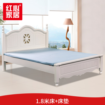 【红心家居】实木床双人床1.8米简约现代床