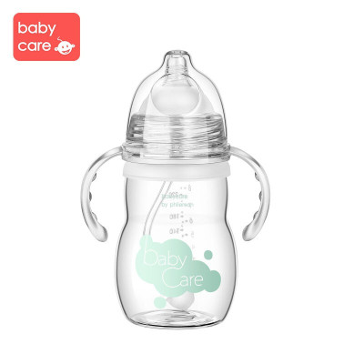 babycare婴儿玻璃奶瓶新生儿宽口径