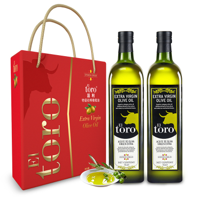 滔利EL TORO特级初榨橄榄油食用油西班牙进口1L*2瓶 节日礼盒装 企业福利 团购礼品