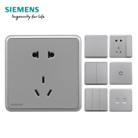 西门子(SIEMENS)开关电源插座86型面板灵蕴星辉银系列五孔USB一开带16A空调插座