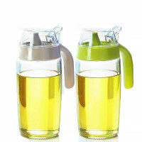 茶花油壶玻璃防漏厨房用品装塑料油罐酱油瓶醋瓶醋壶大号小号油瓶 绿色720ML[加大加厚]玻璃瓶身