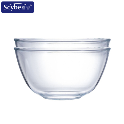 scybe喜碧 24.5cm大号玻璃碗家用加厚大水果碗沙拉碗泡面汤碗色拉碗 两只装