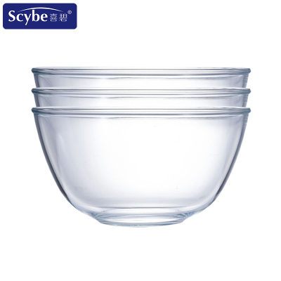 scybe喜碧 24.5cm大号玻璃碗家用加厚大水果碗沙拉碗泡面汤碗色拉碗 三只装