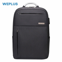 WEPLUS唯加双肩包电脑包 男商务防水双肩背包 WP8199 黑灰色