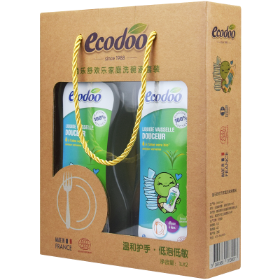 逸乐舒(ecodoo) 逸乐舒洗碗液欢乐家庭浓缩洗碗液套装（1L*2瓶）植物萃取 低泡配方 温和清洁 单套价B2B商品