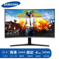 三星（SAMSUNG ）C27R500FHC 27英寸黑色电脑显示器 曲面显示器三面微边框 液晶高清护眼滤蓝光游戏屏幕
