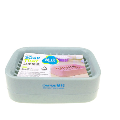 茶花 双层沥水加厚塑料卫生香皂盒肥皂盒 2213 绿色