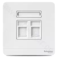 施耐德 Schneider Electric 绎尚系列 单联带保护门电话+超五类信息插座， 镜瓷白(包装数量 1个)