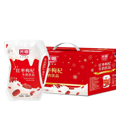 光明轻巧包红枣枸杞乳酸牛奶饮品180g*12 包 低糖