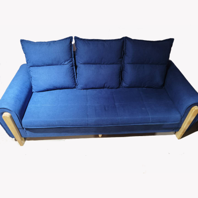 沙发 棉麻布艺沙发 三人位直排整装可拆洗 2200*990*830mm 蓝色