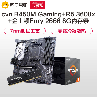 七彩虹CVN B450M GAMING V14主板+AMD锐龙5 3600X CPU+金士顿Fury 2666 8G内存