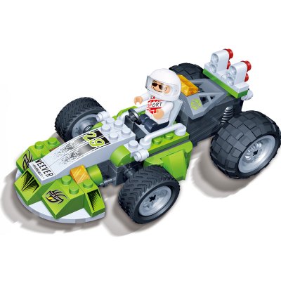 邦宝益智拼插小颗粒积木车儿童塑料拼装回力车赛车跑车玩具8607