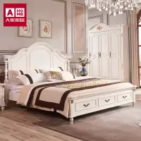 A家家具 床 美式乡村床 双人床实木框架卧室欧式婚床1.8米1.5米大床简约木质架子床 XM009 1.5米排骨架