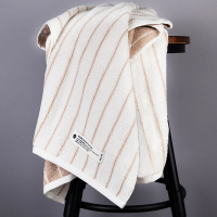 三利 有机棉浴巾 纯棉A类加厚加大 全棉裹身巾 百搭型 条纹米白 75×142cm