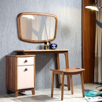 A家家具 梳妆桌 宜家风格梳妆台妆凳组合卧室家具带妆镜可伸缩北欧宜家全套组合木质 U040 图片色