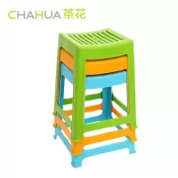 茶花(CHAHUA)塑料凳子加厚塑料高凳浴室凳餐桌凳条纹高凳办公凳凳子塑料