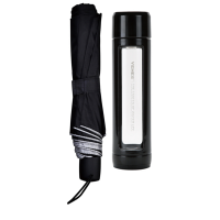 菲驰(VENES)VT164塑玻杯保温杯双层高硼硅玻璃杯雨伞三折伞水动力套装(BY)