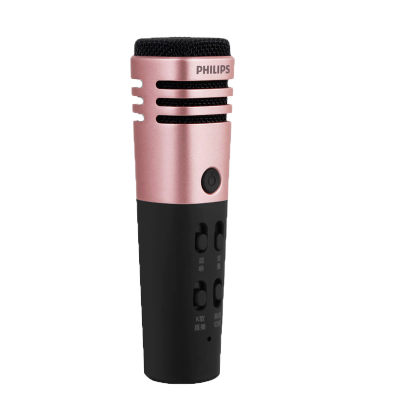 飞利浦(PHILIPS)DLK38001 手机麦克风主播直播全民K歌话筒设备套装家用唱歌 粉色