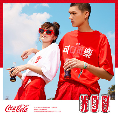 安踏可口可乐联名款男装短袖2020新款棉运动休闲T恤图案