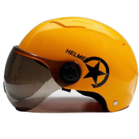 透气哈雷电动车头盔 通用安全防撞头盔 电瓶车头盔 黄色