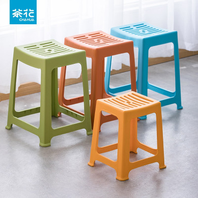 茶花(CHAHUA)茶花塑料凳子时尚创意椅凳加厚方凳弧形塑料条纹高凳A0838P(单位:件)