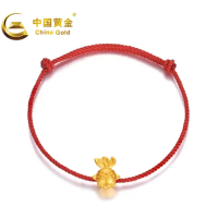 [中国黄金]足金小金鱼红绳手链