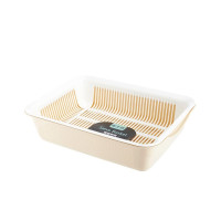 龙士达(LONGSTAR) L-232 双层塑料洗菜篮大号厨房蔬果篮长方形沥水篮