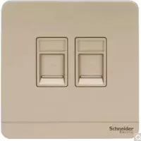 (五金工具) 施耐德 Schneider Electric 绎尚系列 单联带保护门电话+超五类信息插座, 薄暮金(包装数