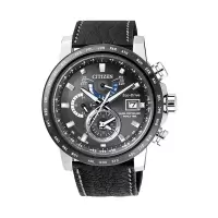 西铁城（CITIZEN）光动能多局电波万年历多功能时尚男士手表 AT9071-07E