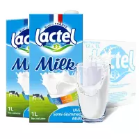 兰特(Lactel) 低脂牛奶 纯牛奶 1L*12 (单位:箱)