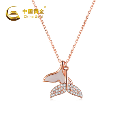 中国黄金 S925银锆石鱼尾项链