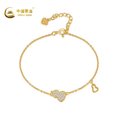 中国黄金 S925银镶锆葫芦手链