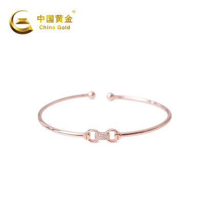 中国黄金 S925银镶锆石双珠手镯